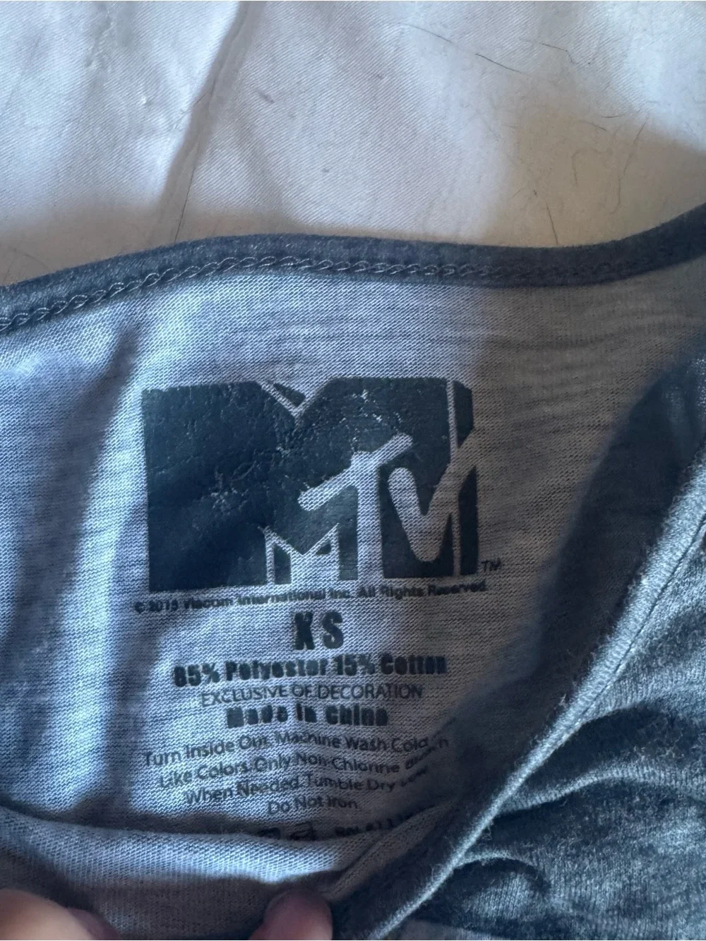 MTV Dark Gray Floral Logo Lace-Trim Girls' Tank